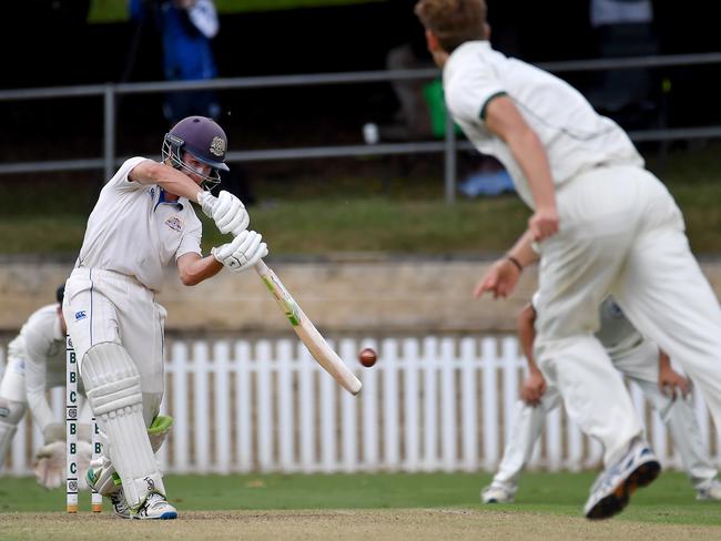 Nudgee batsman Daniel SeatonGPS first cricket between Nudgee college and Brisbane Boys college.Saturday February 19, 2022. Picture, John Gass