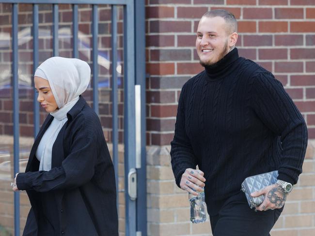 Jade Heffer and Trent Jeske outside Burwood court. Picture: David Swift