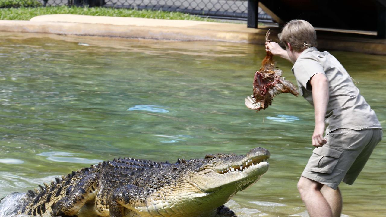 Here he feeds a crocodile during his 17th birthday celebrations at Australia Zoo. Picture: NewsWire/Tertius Pickard