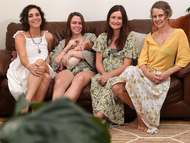 Karlee Flynn (LEFT) and Sara Moul (RIGHT), with customers Kirsty-Rae Price and Hannah McQillan, have opened Let's Talk Birth, helping women before, through and after their pregnancies, be transformative, not traumatic. PICTURE: MATT TAYLOR.