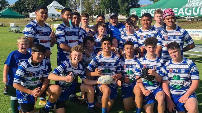 The Brothers under-14 rugby league team enjoys their semi-final victory.