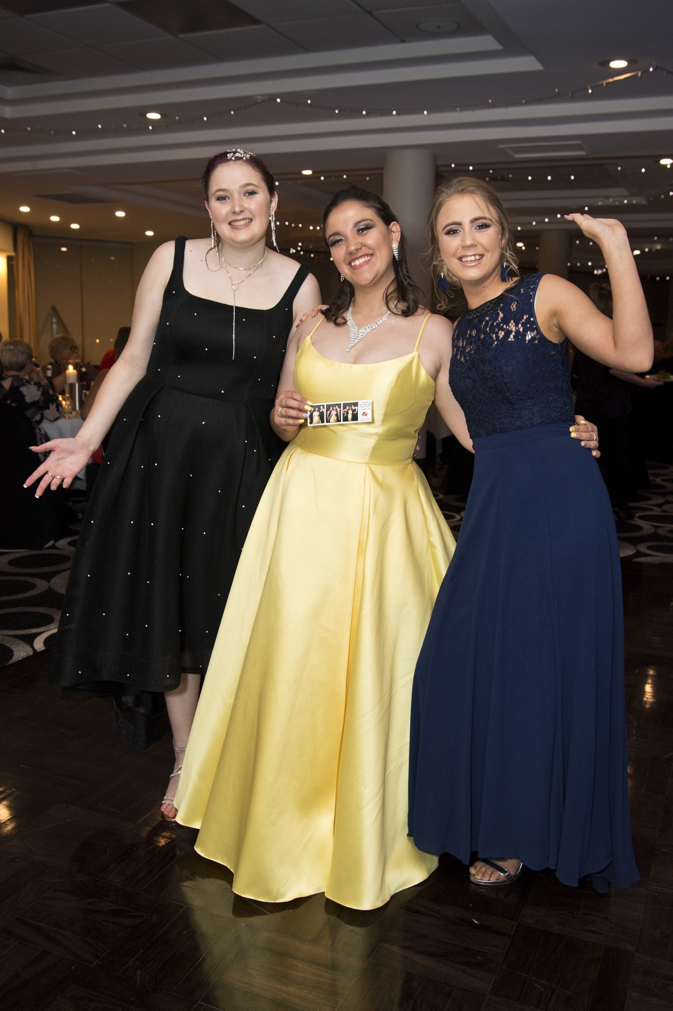 Hayley Smith (left) Rhiannon Colley and Nicole Shipp. Toowoomba State High School formal at Picnic Point, Wednesday, November 13, 2019. Picture: Kevin Farmer