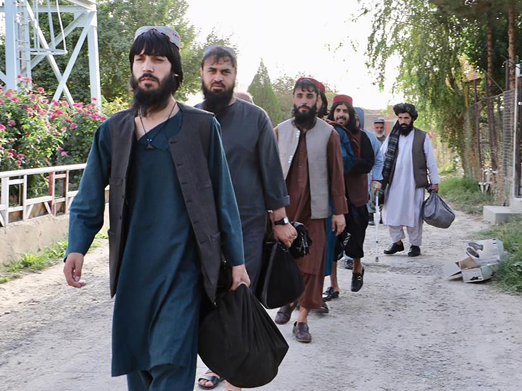 Taliban prisoners being released from Pul-e-Charkhi prison on the outskirts of Kabul in August 2020. Picture: Afghanistan's National Security Council/AFP