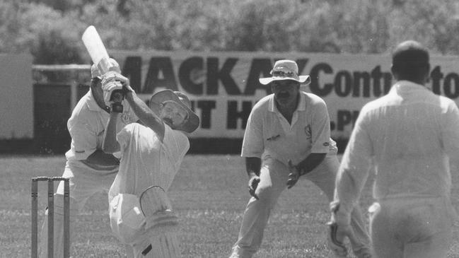 Palmerston batsman Alan Dighton mid-action during a cricket match held at Kahlin Oval. Published: 7/7/1996. Page 56.