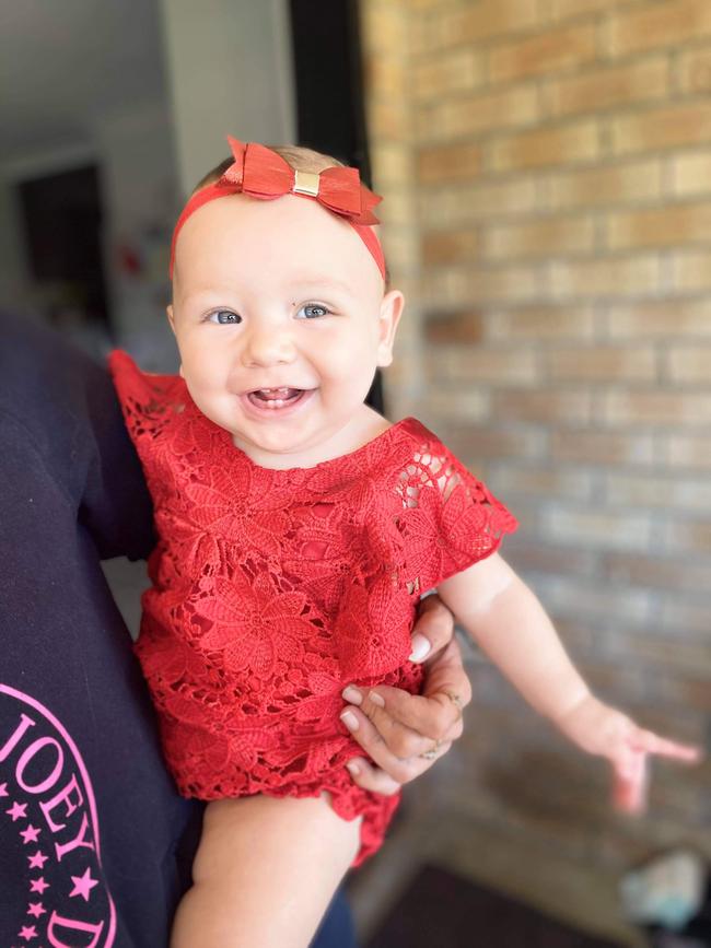 Alerah Mulhall-Adams has cheeky girl big smiles for her aunty. Picture: Chelsee Ella