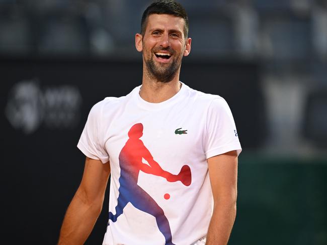 Novak Djokovic can now see the funny side. Picture: Tullio Puglia/Getty Images