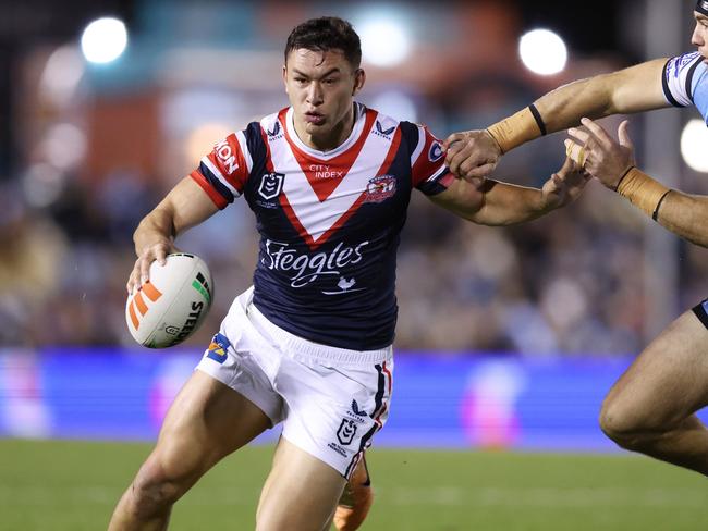 SYDNEY, AUSTRALIA - SEPTEMBER 09: Joseph Manu of the Roosters during the NRL Elimination Final match between Cronulla Sharks and Sydney Roosters at PointsBet Stadium on September 09, 2023 in Sydney, Australia. (Photo by Mark Metcalfe/Getty Images)