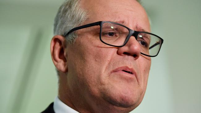 CANBERRA, AUSTRALIA - NewsWire Photos - May 30 2022: Former Prime Minister Scott Morrison speaks to media as he leaves the Liberal Party Room Meeting at Parliament House in Canberra. Picture: NCA NewsWire / Tracey Nearmy