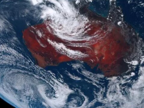 A massive ash cloud covers the tiny Pacific nation of Tonga. Picture: Reuters