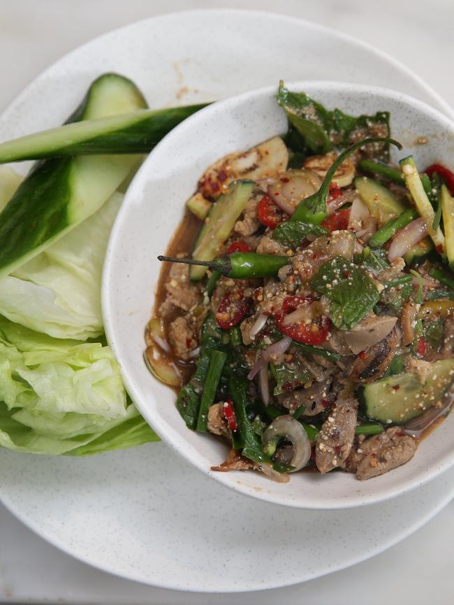 Spicy duck larb.