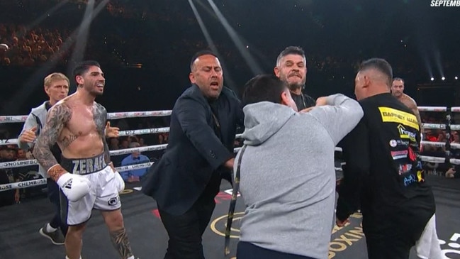 Zerafa's brother threw a punch in ugly scenes. Photo: Fox Sports