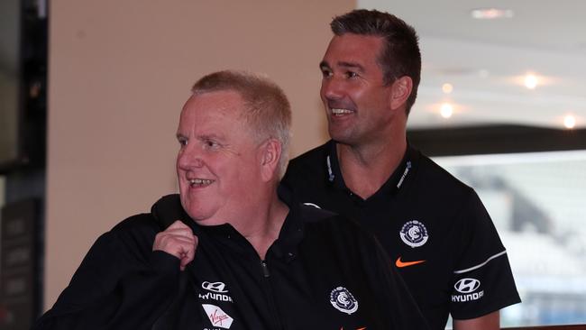 Stephen Silvagni with Paul Brodie at last year’s draft. Picture: Michael Klein