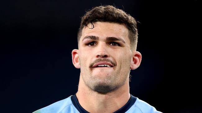 SYDNEY, AUSTRALIA - JUNE 08: Nathan Cleary of the Blues looks dejected at full-time during game one of the 2022 State of Origin series between the New South Wales Blues and the Queensland Maroons at Accor Stadium on June 08, 2022, in Sydney, Australia. (Photo by Mark Kolbe/Getty Images)