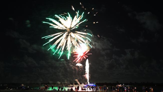 Labrador New Year’s Eve fireworks over the Broadwater. Picture: Scott Powick