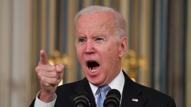 US President Joe Biden delivers remarks on the passage of the Bipartisan Infrastructure Deal. Picture: AFP