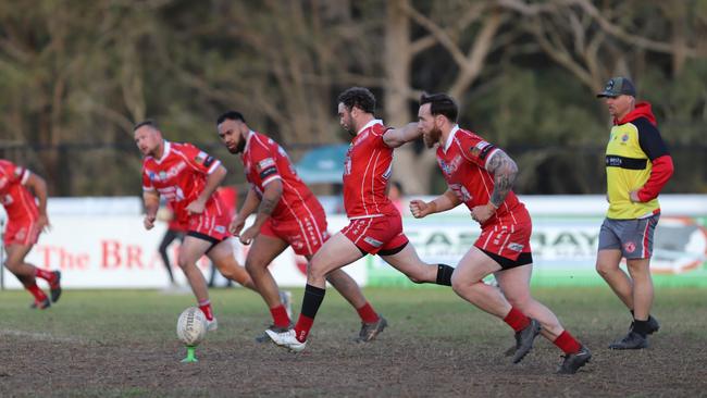 Sean Connor kicks off for East Campbelltown. Picture: Steve Montgomery