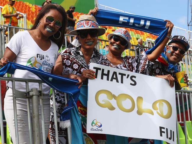 Fiji fans shows their support.