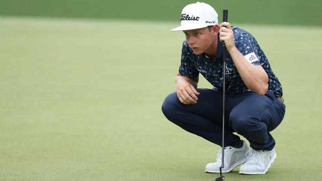 Cameron Smith lines up a putt on the 10th green during the second round of The Masters. Picture: Getty Images