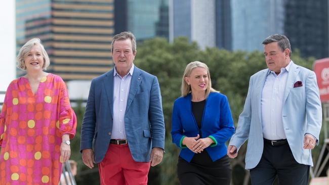 Tourism leaders Leanne Coddington, John O'Neill, Kate Jones and Harvey Lister at Brisbane’s South Bank. Photo: David Kelly