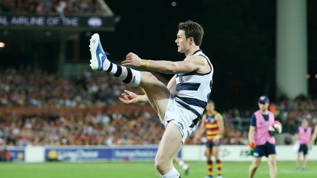 Patrick Dangerfield lined up in the forward line for Geelong. Picture: Michael Klein