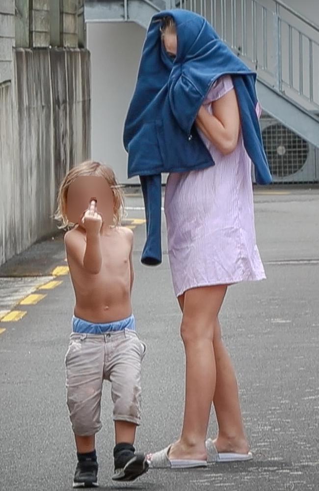 A young British boy pulls the finger as locals lash out. Picture: Christine Cornege/NZ Herald