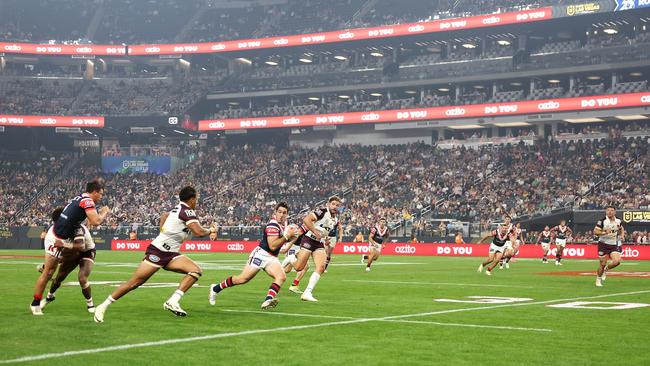 The Roosters on the attack. Photo by Ezra Shaw/Getty Images.