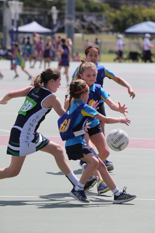 The Netball Qld Primary Schools Cup grand finals are being held at the Hinterland District Netball Association at Mudgeeraba. Picture: Mike Batterham.