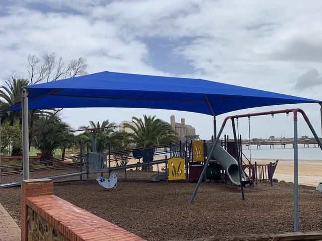 The Solomontown beach playground is set to be demolished and replaced with a natural play space built by Adelaide company Climbing Tree. Picture: Isaac Selby