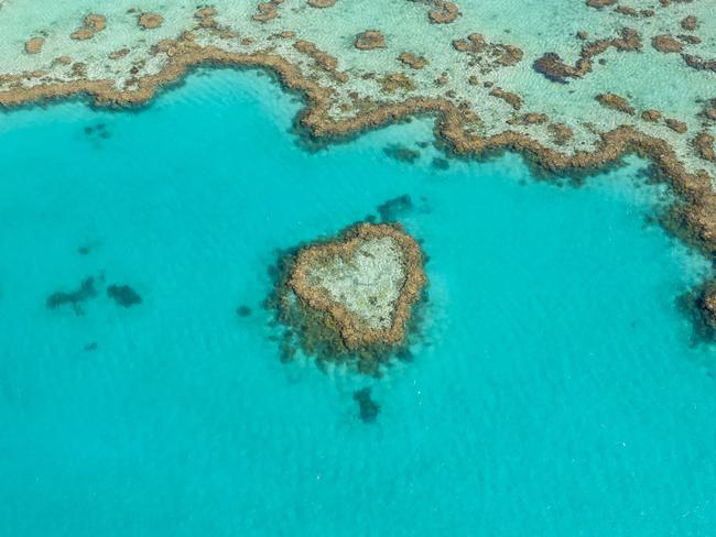 Aerial view of Heart Reef, Great Barrier Reef Queenslandcredit: Brooke Miles escape14 february 2021cover story valentines
