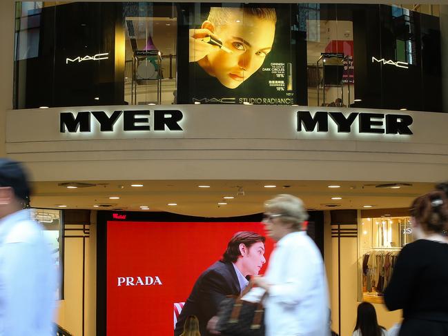 SYDNEY, AUSTRALIA : NewsWire Photos - DECEMBER 02 2024; People seen walking past the Myer Retail stores in Pitt street Mall in the Sydney CBD with its Christmas decorations on display with only four weeks till Christmas. Picture: NewsWire / Gaye Gerard