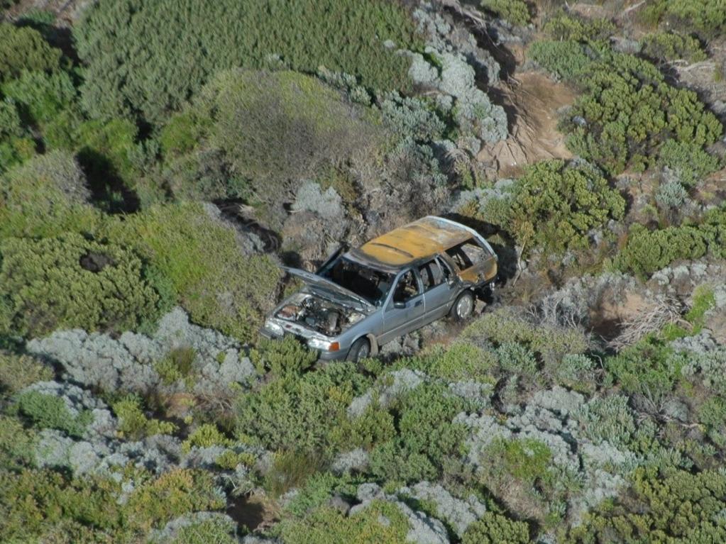 The burnt out car of Christopher Jarvis.