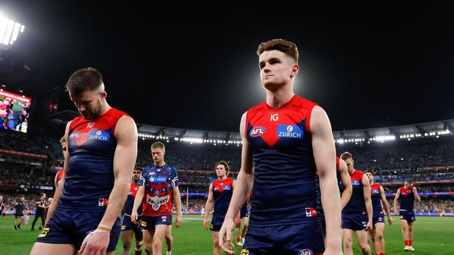 Melbourne has blown it two years in a row. Picture: Dylan Burns/AFL Photos via Getty Images