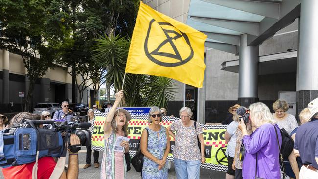 Extinction Rebellion protesters at Roma Street Magistrates Court, in February 2023. Picture: Richard Walker