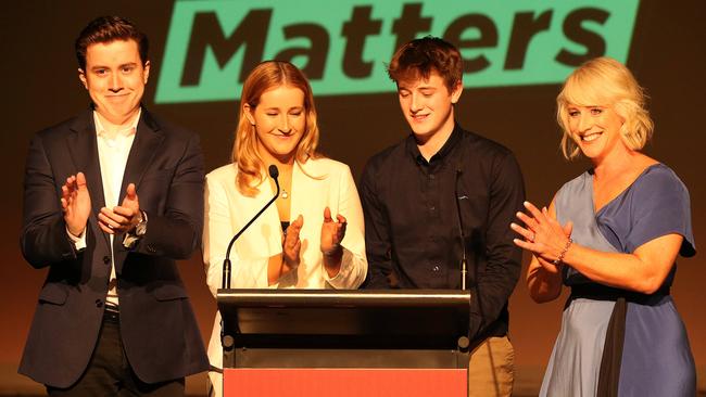Cath Andrews with her children. Picture: Rebecca Michael