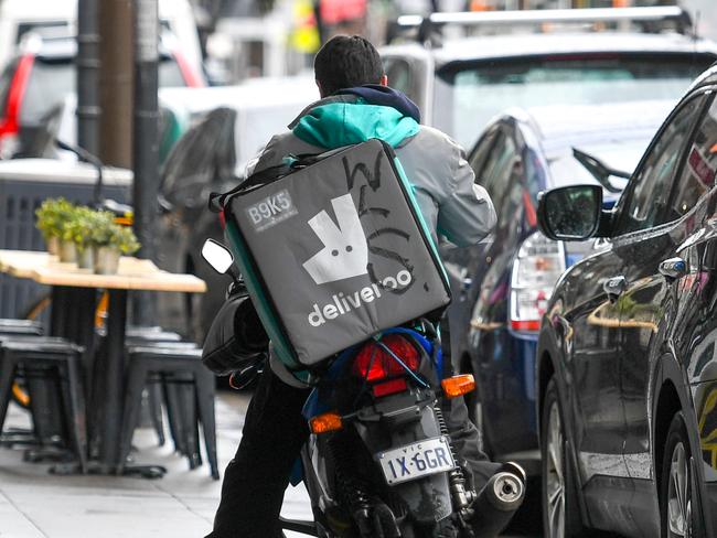 Scooters from Deliveroo and Uber Eats are apparently blocking up the footpath around the corner of Toorak rd and Chapel st... ***DRIVERS PICTURED ARE NOT NECESSARILY FROM UBER EATS AND DELIVEROO*** Not when the photographer was there, but apparently it's bad after 5:30pm some days. PICTURE : PENNY STEPHENS 8TH JUNE  2018