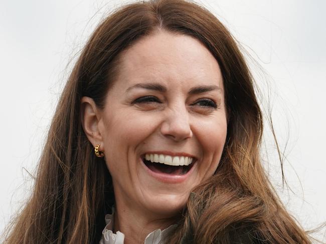 FILE PICS -  DARLINGTON, ENGLAND - APRIL 27:  Catherine, Duchess of Cambridge, laughs during their visit to Manor Farm in Little Stainton, Durham on April 27, 2021 in Darlington, England. (Photo by Owen Humphreys - WPA Pool/Getty Images)