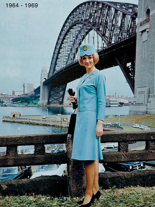 A Qantas hostess uniform from the second half of the 1960s.