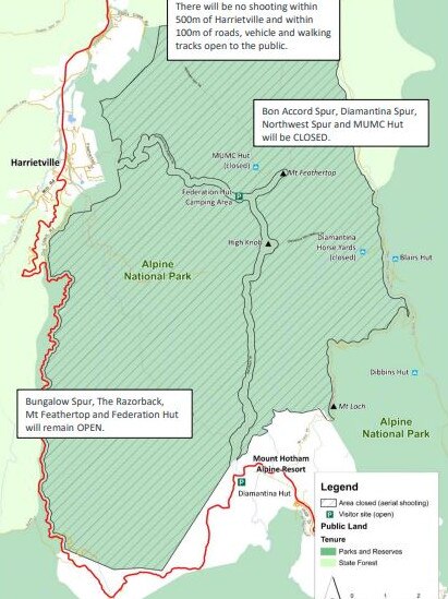 Aerial cull zone - Alpine National Park north of Mt Hotham ski resort