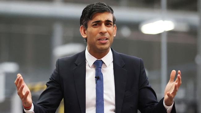 Rishi Sunak visits the Coca-Cola factory in Lisburn on Tuesday. Picture: AFP