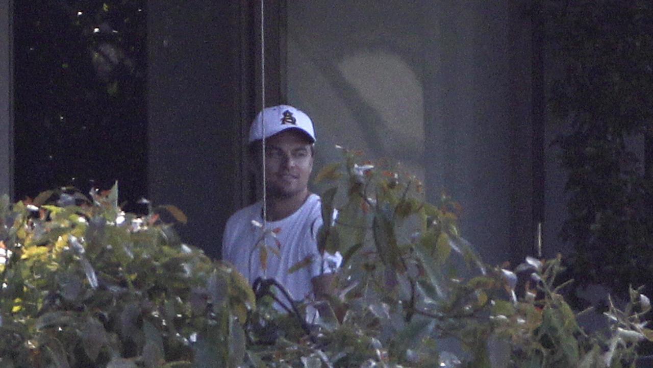 Actor Leonardo DiCaprio standing on the balcony of his rented home in Vaucluse in 2011.