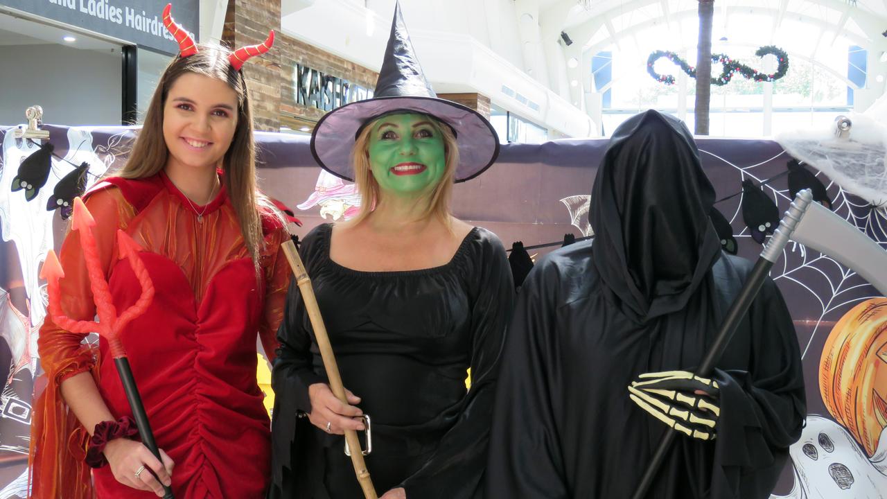 TRICK OR TREAT: Tweed Mall Halloween hosts Chelsea Furniss, Toni Melrose and Sonja Williamson.