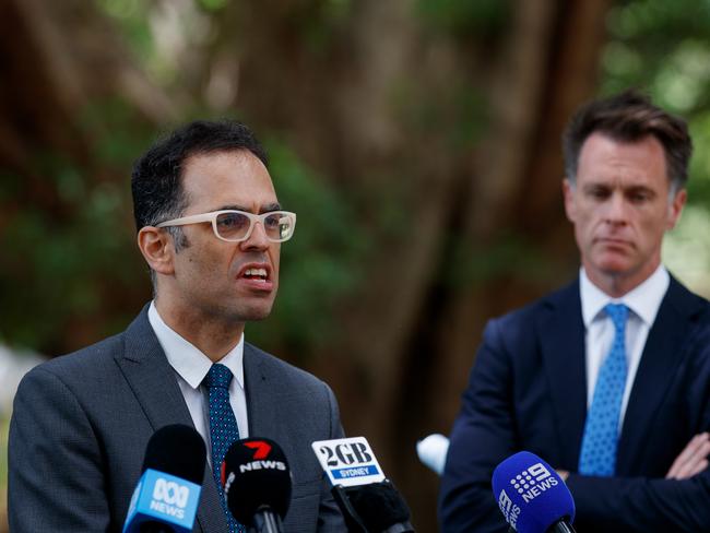 SYDNEY, AUSTRALIA - NewsWire Photos NOVEMBER 27, 2024: NSW Premier Chris Minns with Treasure Daniel Mookhey during a press conference on Wednesday to discuss steps being taken to manage the energy system. Picture: NewsWire / Nikki Short