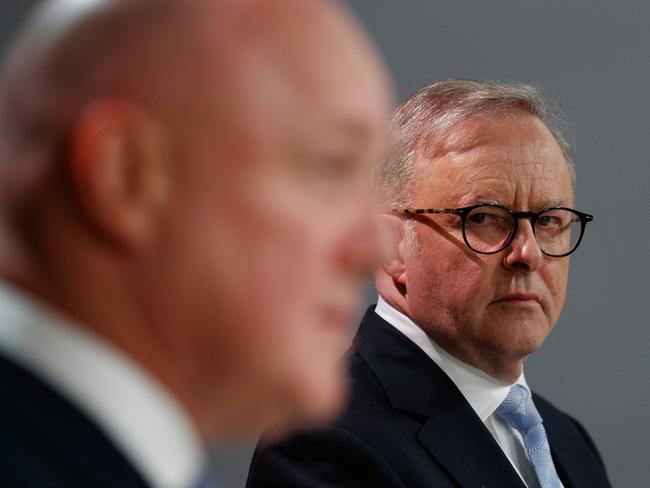 SYDNEY, AUSTRALIA - NewsWire Photos DECEMBER 20, 2023: Prime Minister Anthony Albanese and New Zealand Prime Minister Christopher Luxon during a joint press conference at the Commonwealth Parliament offices on Wednesday. Picture: NCA NewsWire / Nikki Short