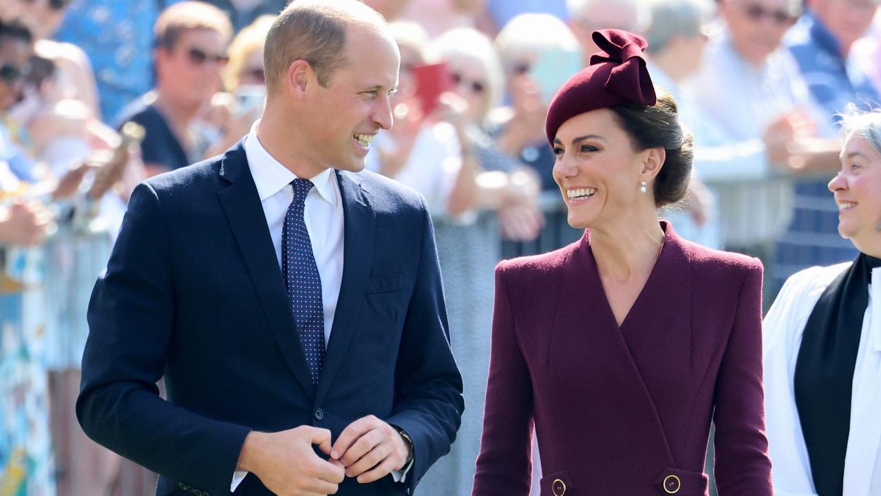 Prince William, Prince of Wales and Catherine, Princess of Wales arrive at St Davids Cathedral to commemorate the life of Her Late Majesty Queen Elizabeth II. Picture: Getty.