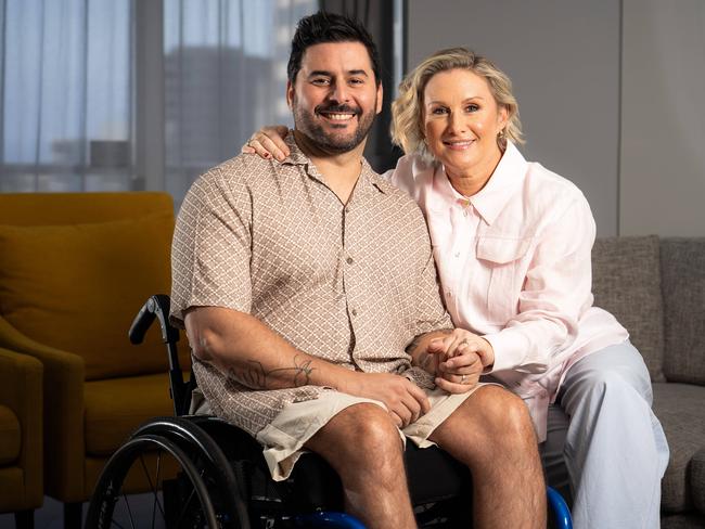 Emma Pask and Rod Ocana, who was rendered paraplegic after a horrific motorbike incident, are happy to be out of hospital for Christmas. Photo: Tom Parrish