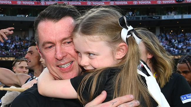 Pies coach Craig McRae revealed his partner gave birth on grand final day. Picture: Getty Images