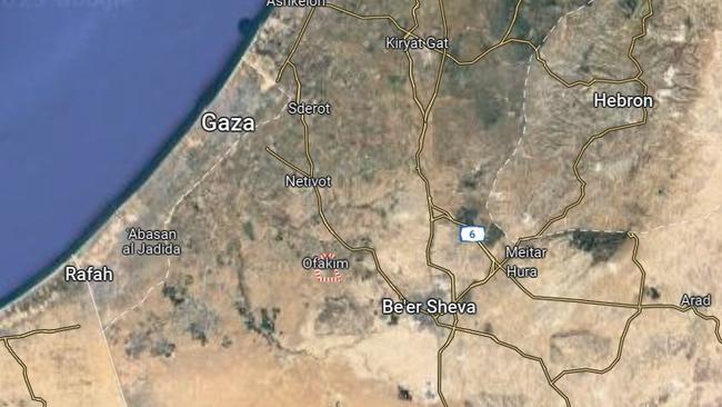 Ofakim is in the Southern District of Israel near the Gaza Strip. Picture: Google Maps