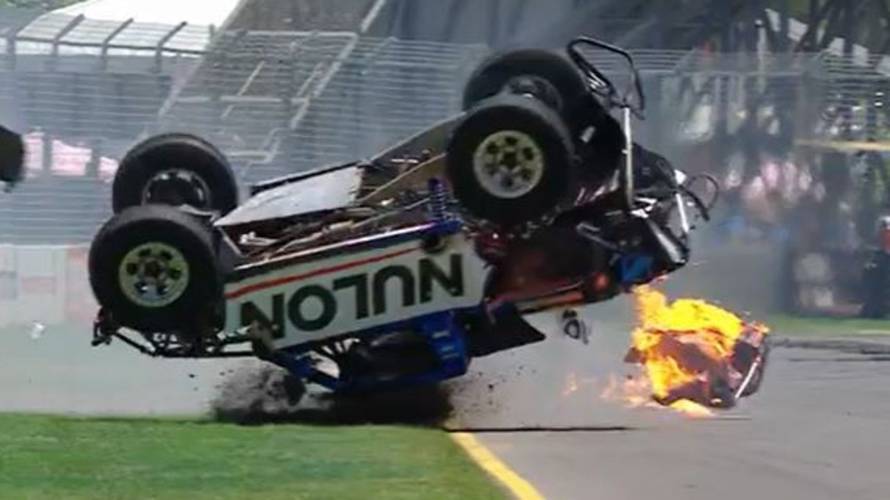 Two drivers have walked away from spectacular crashes in the Stadium Super Trucks on the opening day of racing at the Adelaide 500. Picture: VAILO Adelaide 500