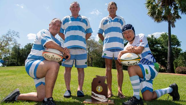 Stray Cats Peter 'Wongy' Wong, Heath 'Gucci' Thompson, Mark 'Gunner' Owens, Allan 'Yorock' Hunt as the Stray Cats will take on the US Marines in their annual 9/11 memorial rugby game. Picture: Pema Tamang Pakhrin