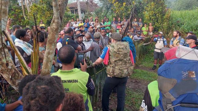 A group of PNG locals blockaded the Kokoda Track near the village of Kovelo for 48 hours from April 16 to 17. Picture: Kila Sibolo